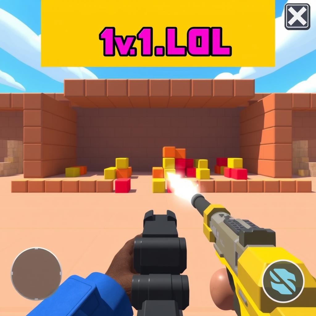 1v1.LOL unblocked game screenshot showing building and shooting gameplay 1v1.LOL unblocked game screenshot showing building and shooting gameplay