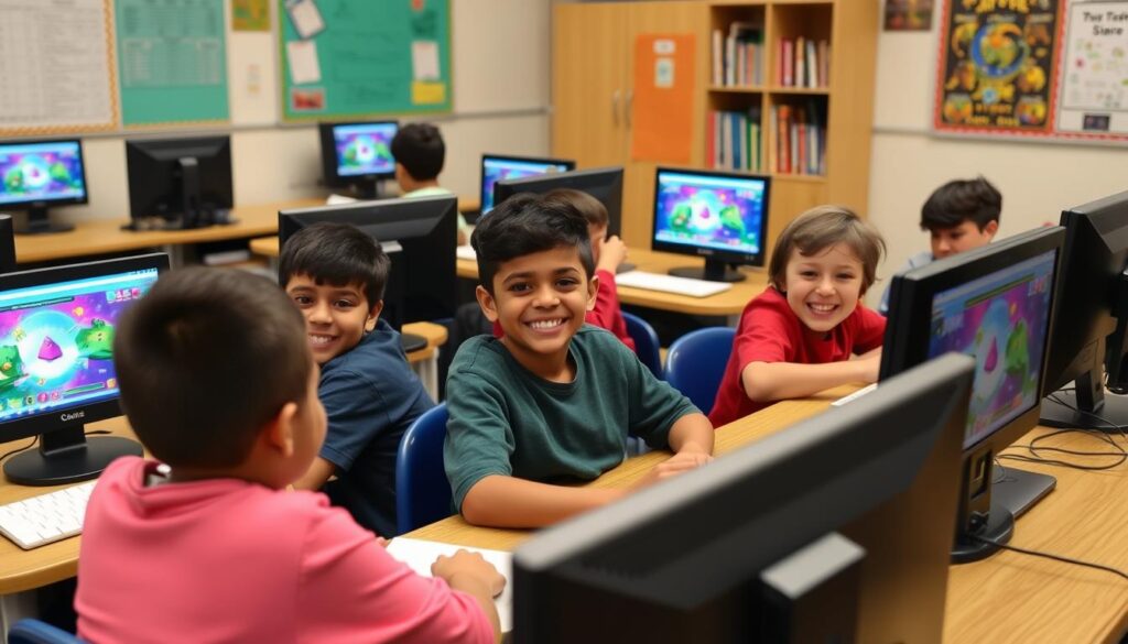 Students playing unblocked games on school computers during break time Students playing unblocked games on school computers during break time
